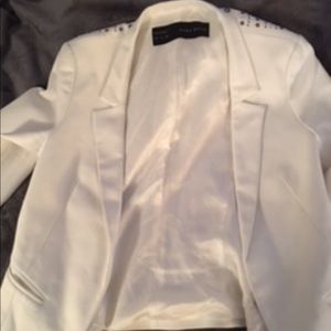 White Zara blazer with grommet design on the back
